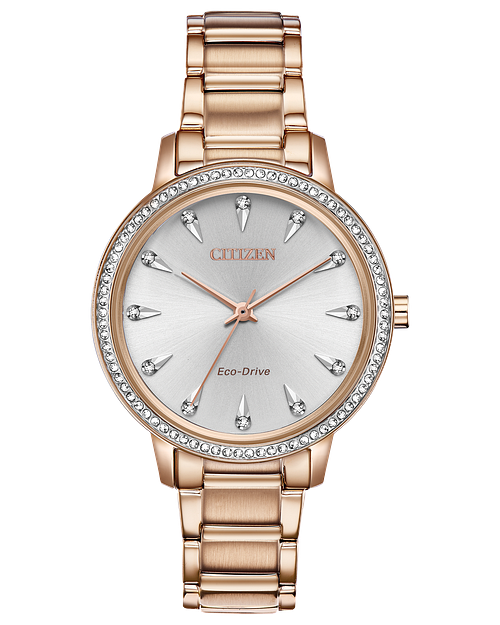 Citizen Silhouette Crystal Eco Drive Rose Gold Watch CITIZEN